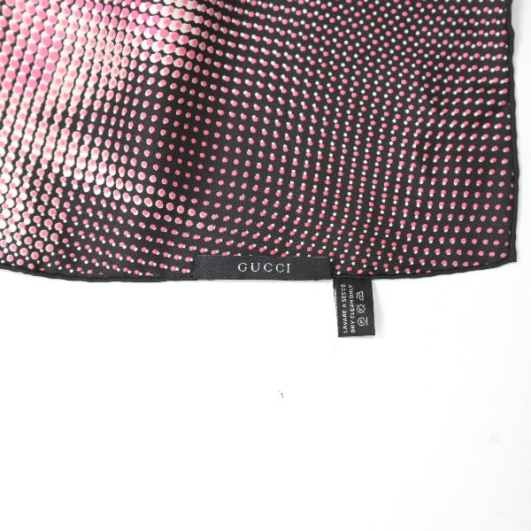 GUCCI scarf silk Pink x Black 100% silk scarf Dot Women Used Authentic