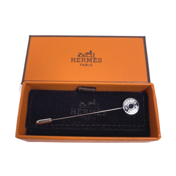 HERMES Other accessories Brass (palladium coated), lacquer Silverx black Hatpin Crude cell Women Used Authentic