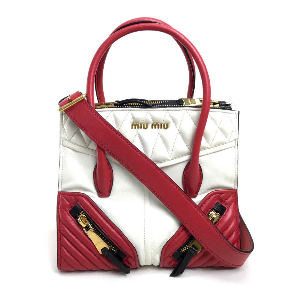 MIUMIU Handbag Nappa leather white Biker Materasse Women Used Authentic