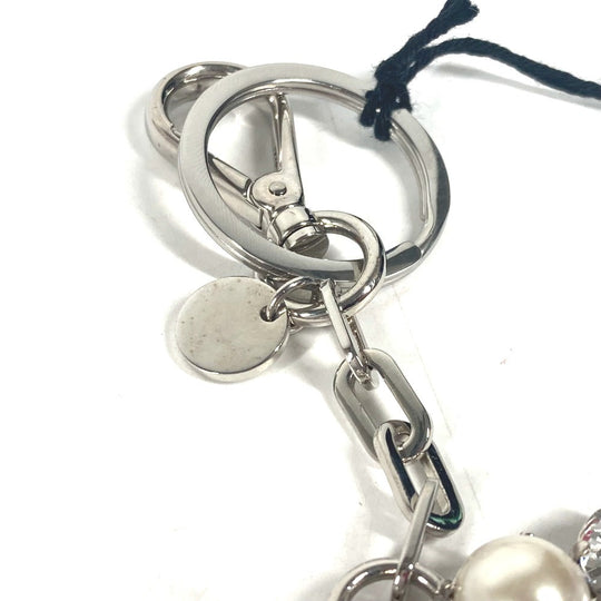 MIUMIU key ring metal Silver Rhinestone heart Women Used Authentic