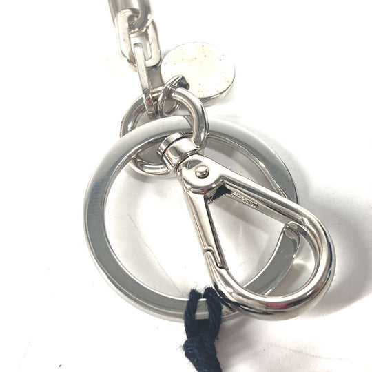 MIUMIU key ring metal Silver Rhinestone heart Women Used Authentic