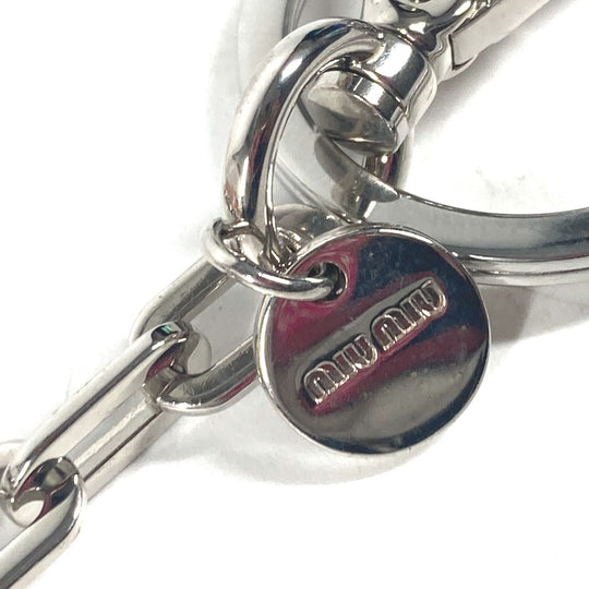 MIUMIU key ring metal Silver Rhinestone heart Women Used Authentic