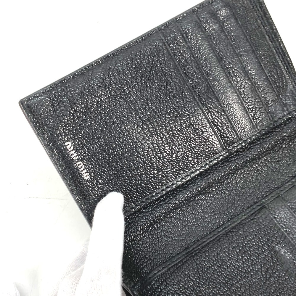 MIUMIU Trifold wallet 5ML014 leather black By color logo Women Used Authentic