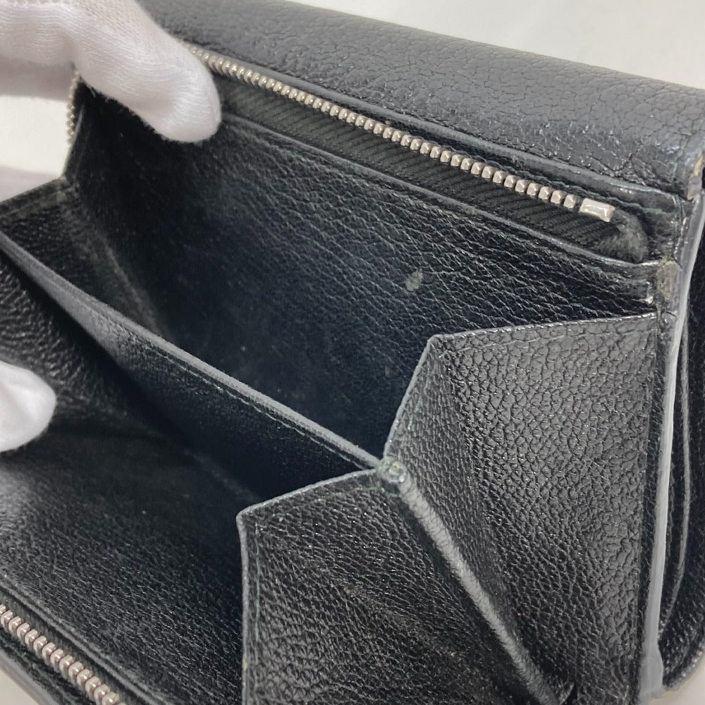MIUMIU Trifold wallet 5ML014 leather black By color logo Women Used Authentic