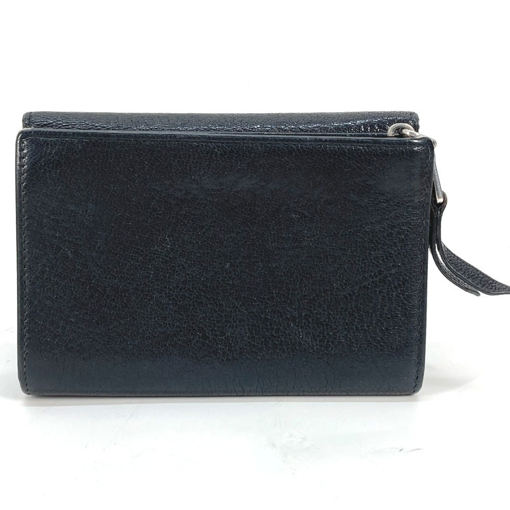 MIUMIU Trifold wallet 5ML014 leather black By color logo Women Used Authentic