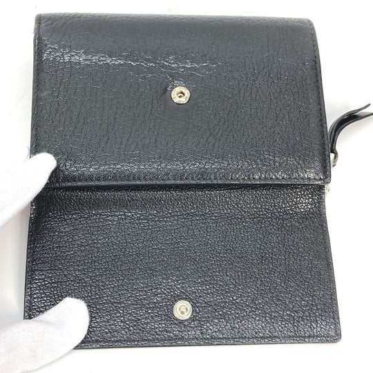 MIUMIU Trifold wallet 5ML014 leather black By color logo Women Used Authentic