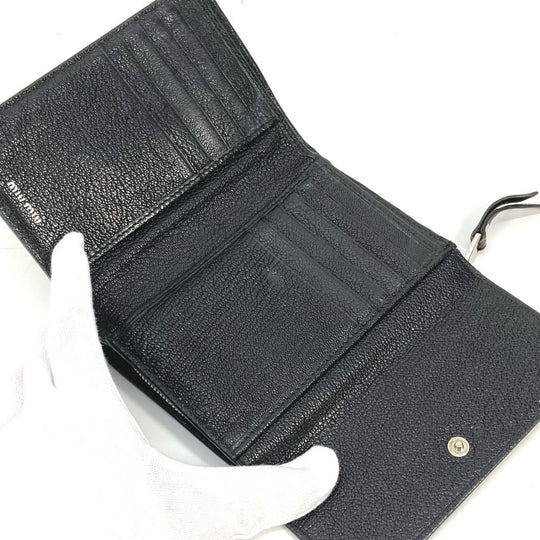 MIUMIU Trifold wallet 5ML014 leather black By color logo Women Used Authentic