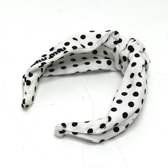 MIUMIU hair accessory 5IH032 Nylon white hair accessory Dot Pattern Polka dot Women Used Authentic