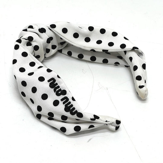 MIUMIU hair accessory 5IH032 Nylon white hair accessory Dot Pattern Polka dot Women Used Authentic