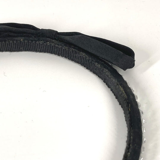 MIUMIU hair accessory Satin black ribbon rhinestone ribbon Women Used Authentic