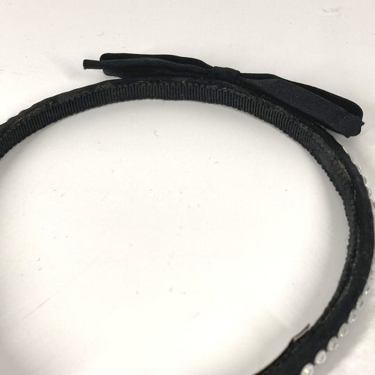 MIUMIU hair accessory Satin black ribbon rhinestone ribbon Women Used Authentic