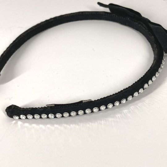 MIUMIU hair accessory Satin black ribbon rhinestone ribbon Women Used Authentic