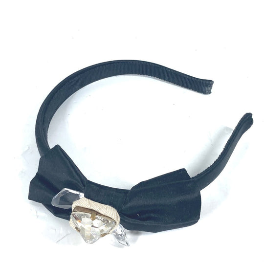 MIUMIU hair accessory Satin black crystal Women Used Authentic