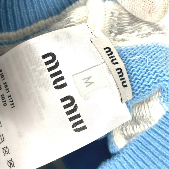 MIUMIU Knit hat 5HC260 Wool, Cashmere blue beanie hat knit hat knit cap logo Women Used Authentic