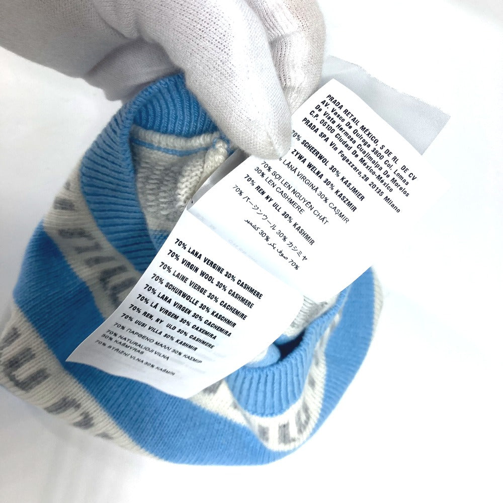 MIUMIU Knit hat 5HC260 Wool, Cashmere blue beanie hat knit hat knit cap logo Women Used Authentic