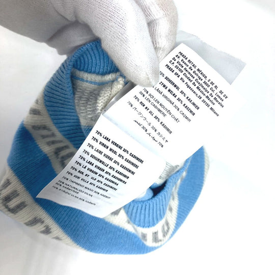 MIUMIU Knit hat 5HC260 Wool, Cashmere blue beanie hat knit hat knit cap logo Women Used Authentic