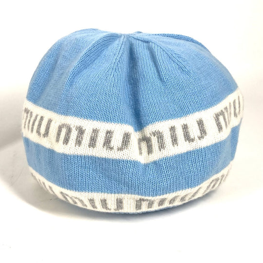MIUMIU Knit hat 5HC260 Wool, Cashmere blue beanie hat knit hat knit cap logo Women Used Authentic