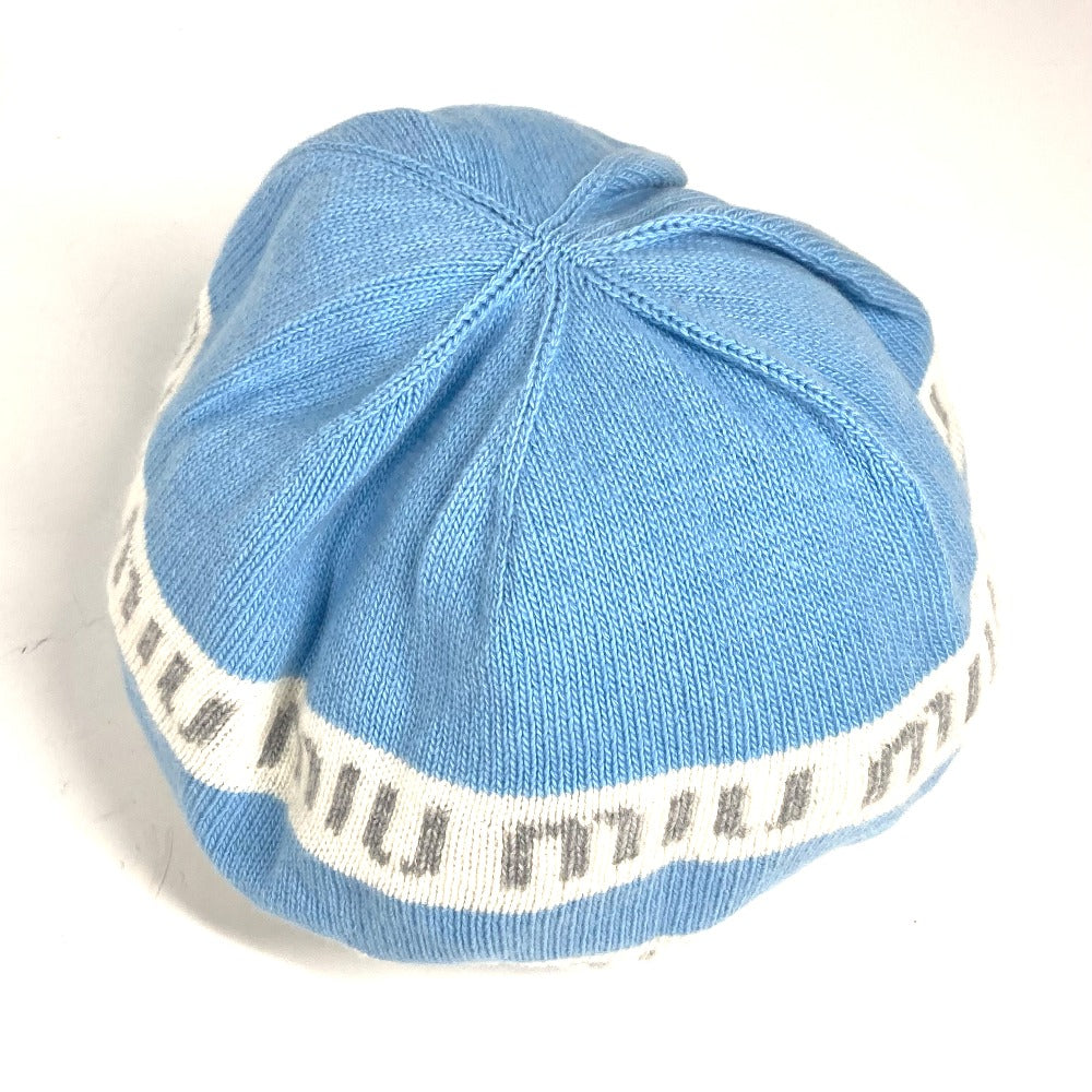 MIUMIU Knit hat 5HC260 Wool, Cashmere blue beanie hat knit hat knit cap logo Women Used Authentic