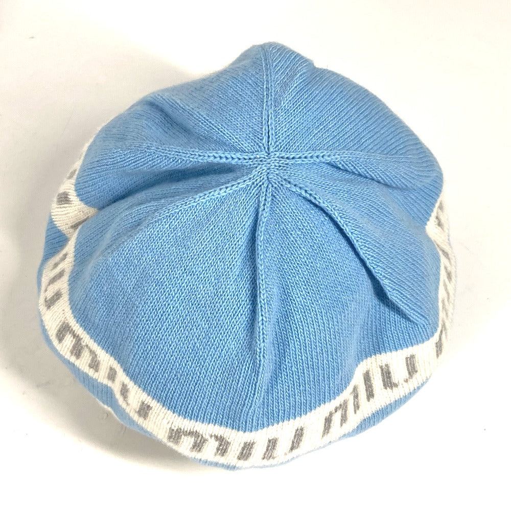 MIUMIU Knit hat 5HC260 Wool, Cashmere blue beanie hat knit hat knit cap logo Women Used Authentic