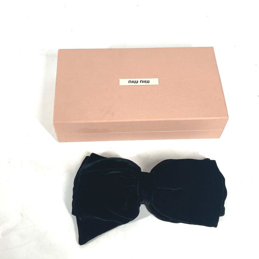 MIUMIU Valletta Velor black Big Ribbon Women Used Authentic