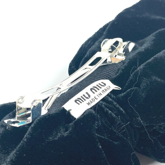 MIUMIU Valletta Velor black Big Ribbon Women Used Authentic