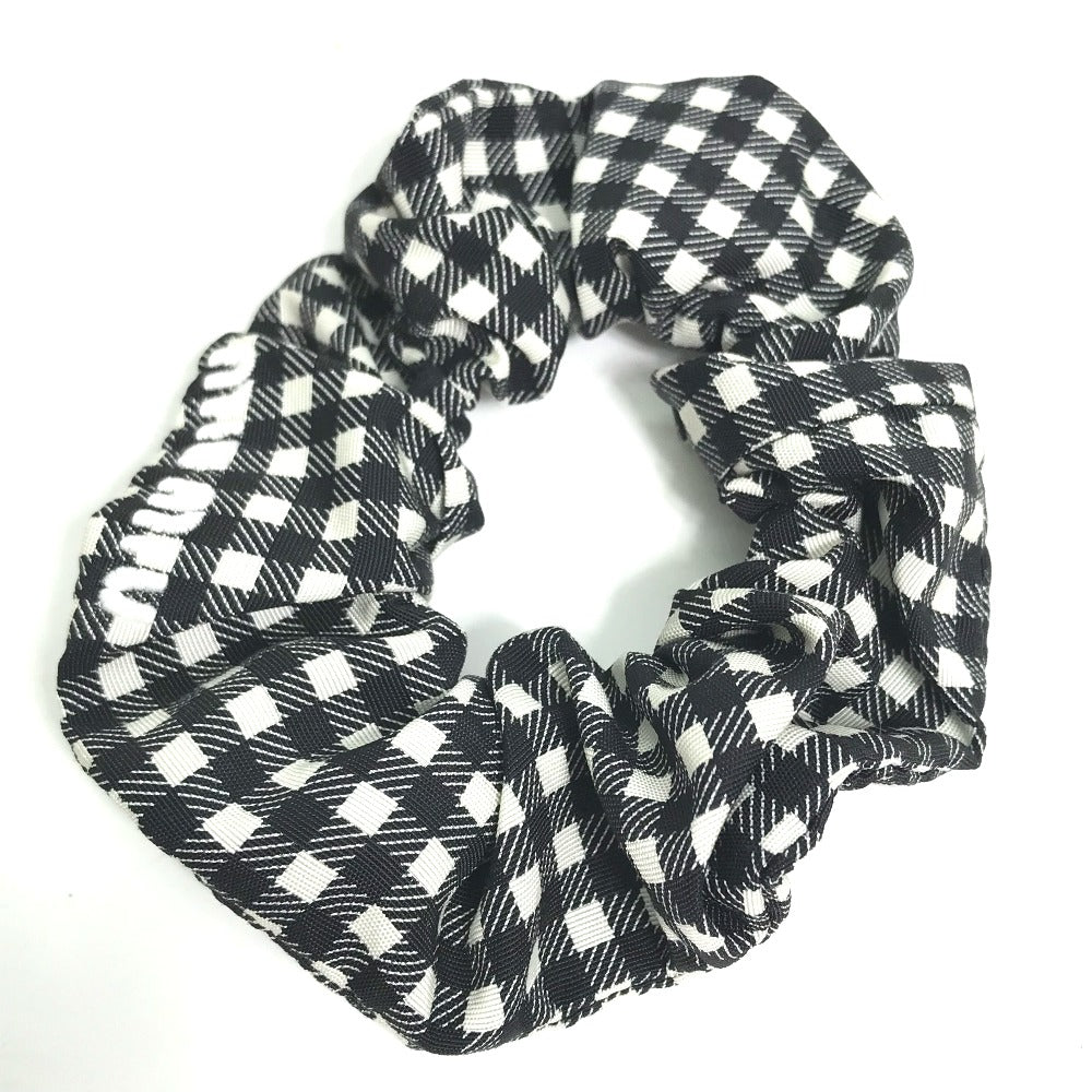 MIUMIU hair accessory Nylon black Check logo Women Used Authentic