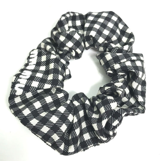 MIUMIU hair accessory Nylon black Check logo Women Used Authentic