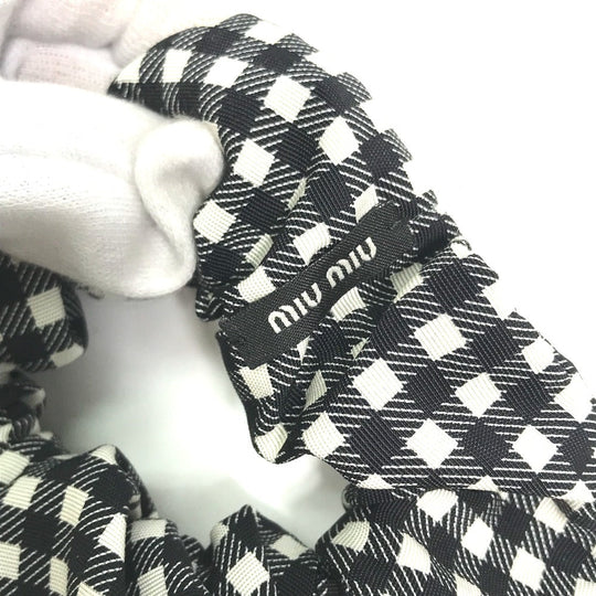 MIUMIU hair accessory Nylon black Check logo Women Used Authentic
