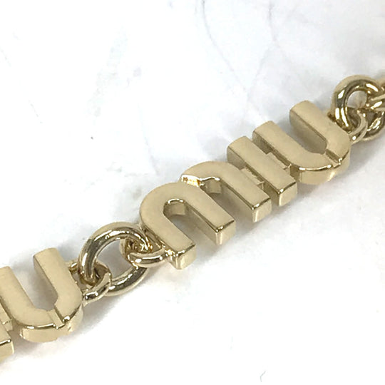 MIUMIU strap 5ZT044 metal gold logo rhinestone strap Women Used Authentic