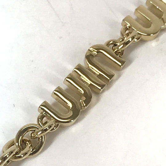 MIUMIU strap 5ZT044 metal gold logo rhinestone strap Women Used Authentic