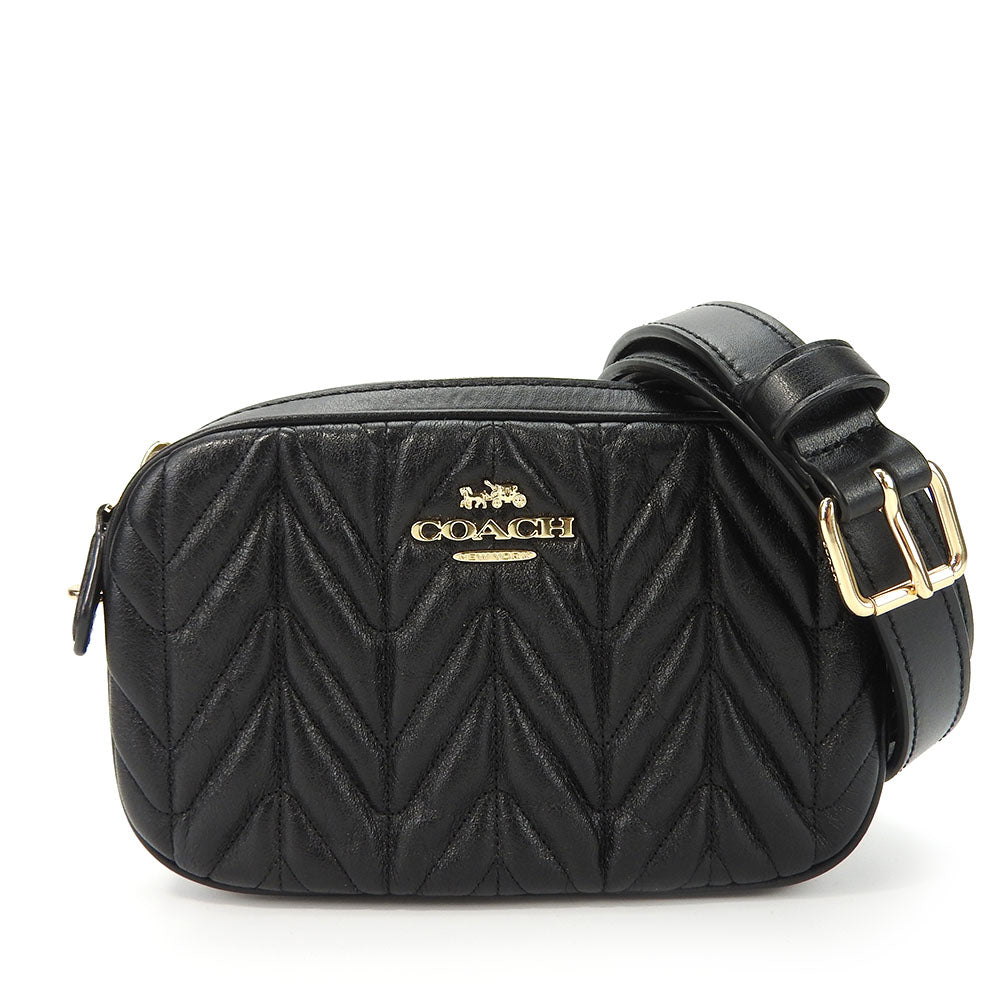 COACH Waist bag F38678 leather black Women Used Authentic