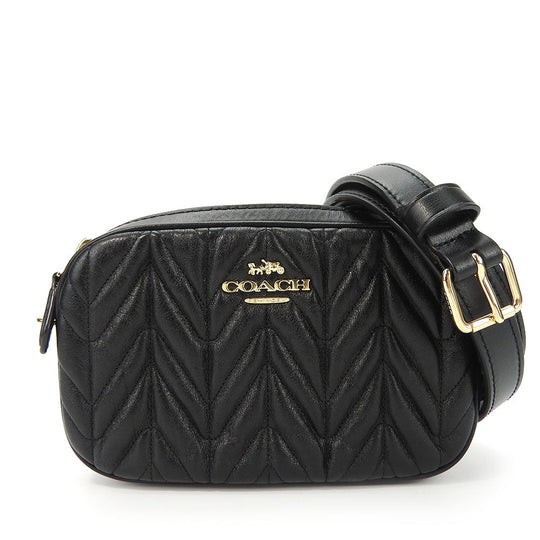 COACH Waist bag F38678 leather black Women Used Authentic