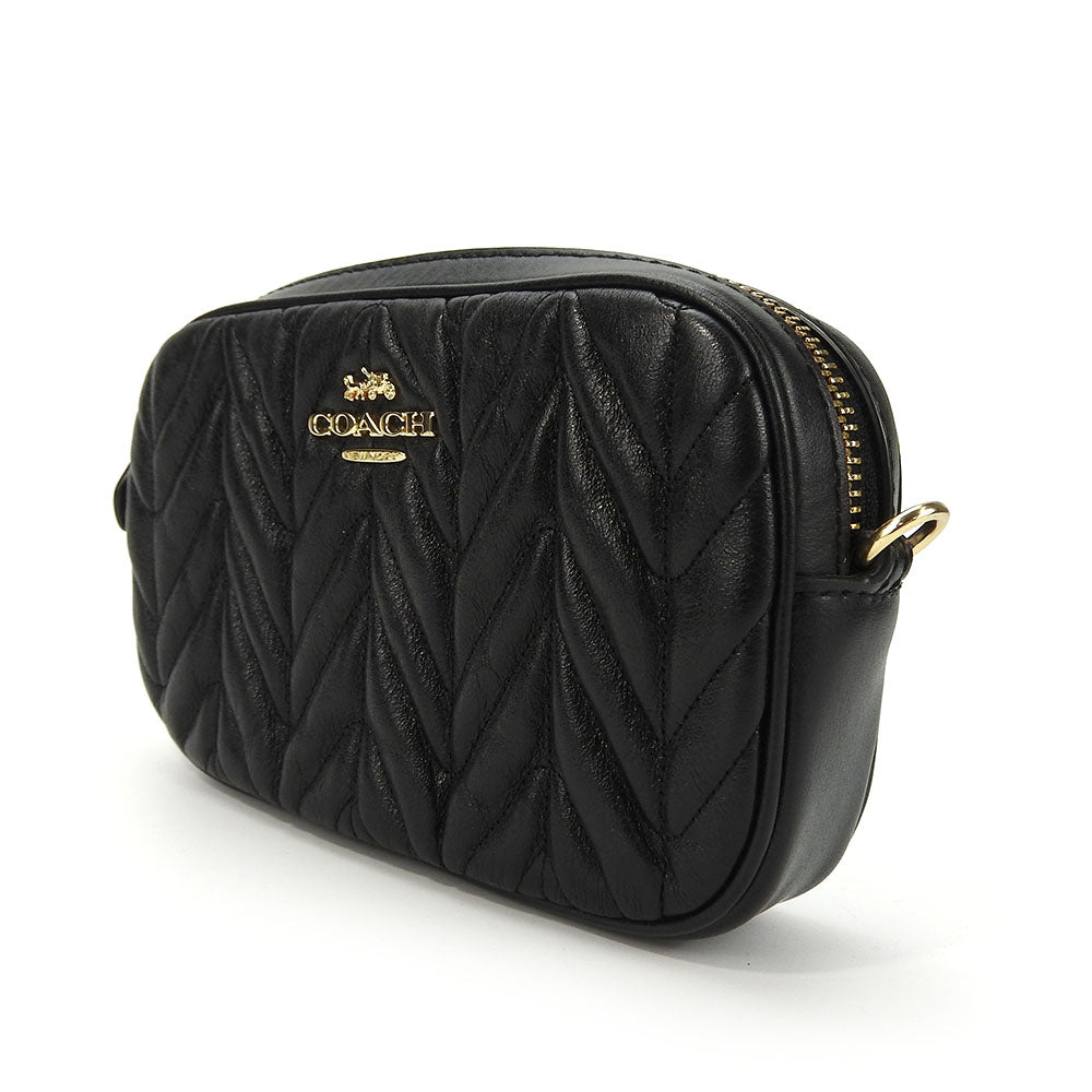 COACH Waist bag F38678 leather black Women Used Authentic