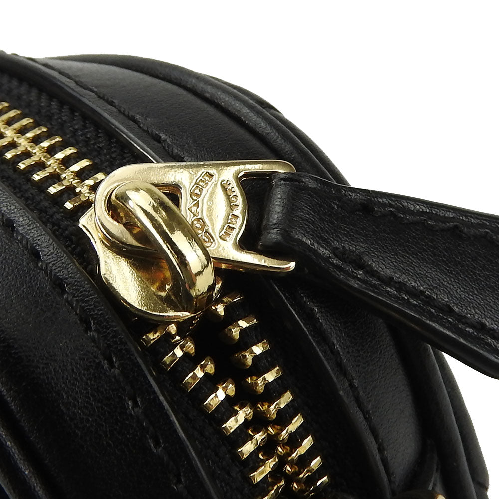 COACH Waist bag F38678 leather black Women Used Authentic
