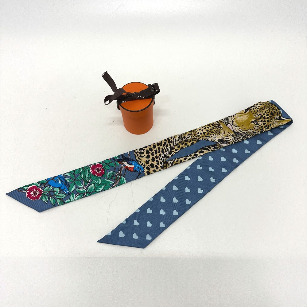 HERMES scarf silk blue Jungle Love Love Jungle Love Love Women Used Authentic