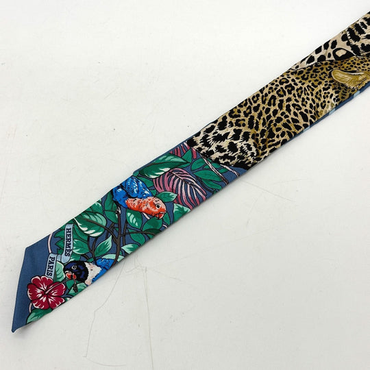 HERMES scarf silk blue Jungle Love Love Jungle Love Love Women Used Authentic