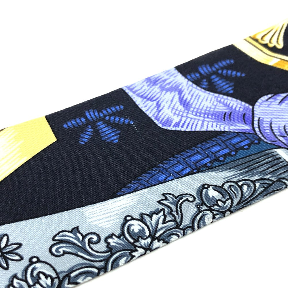 HERMES scarf silk blue Della Cavaleria