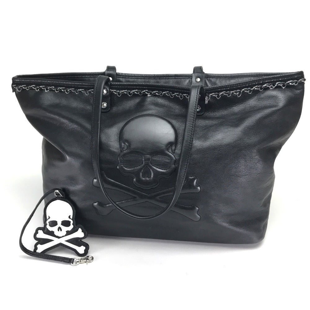mastermind JAPAN Tote Bag leather black Men's Women Skull unisex(Unisex) Used Authentic