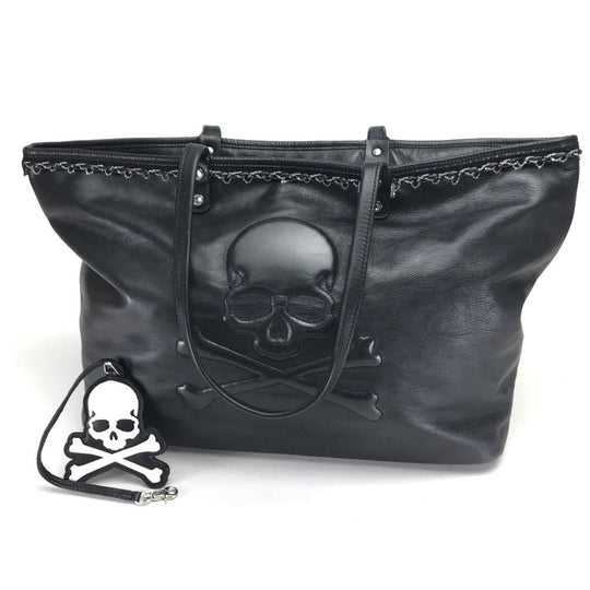 mastermind JAPAN Tote Bag leather black Men's Women Skull unisex(Unisex) Used Authentic