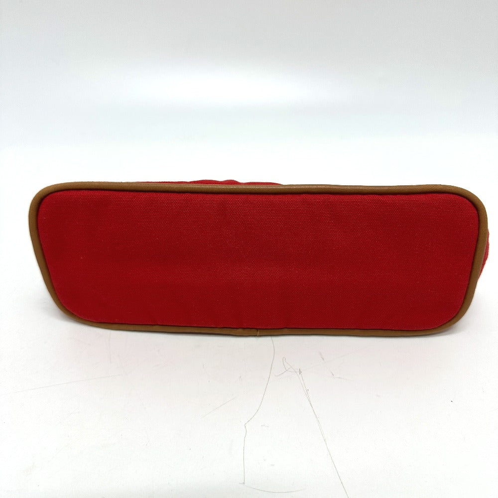HERMES Pouch cotton Red Bored 25 Women Used Authentic