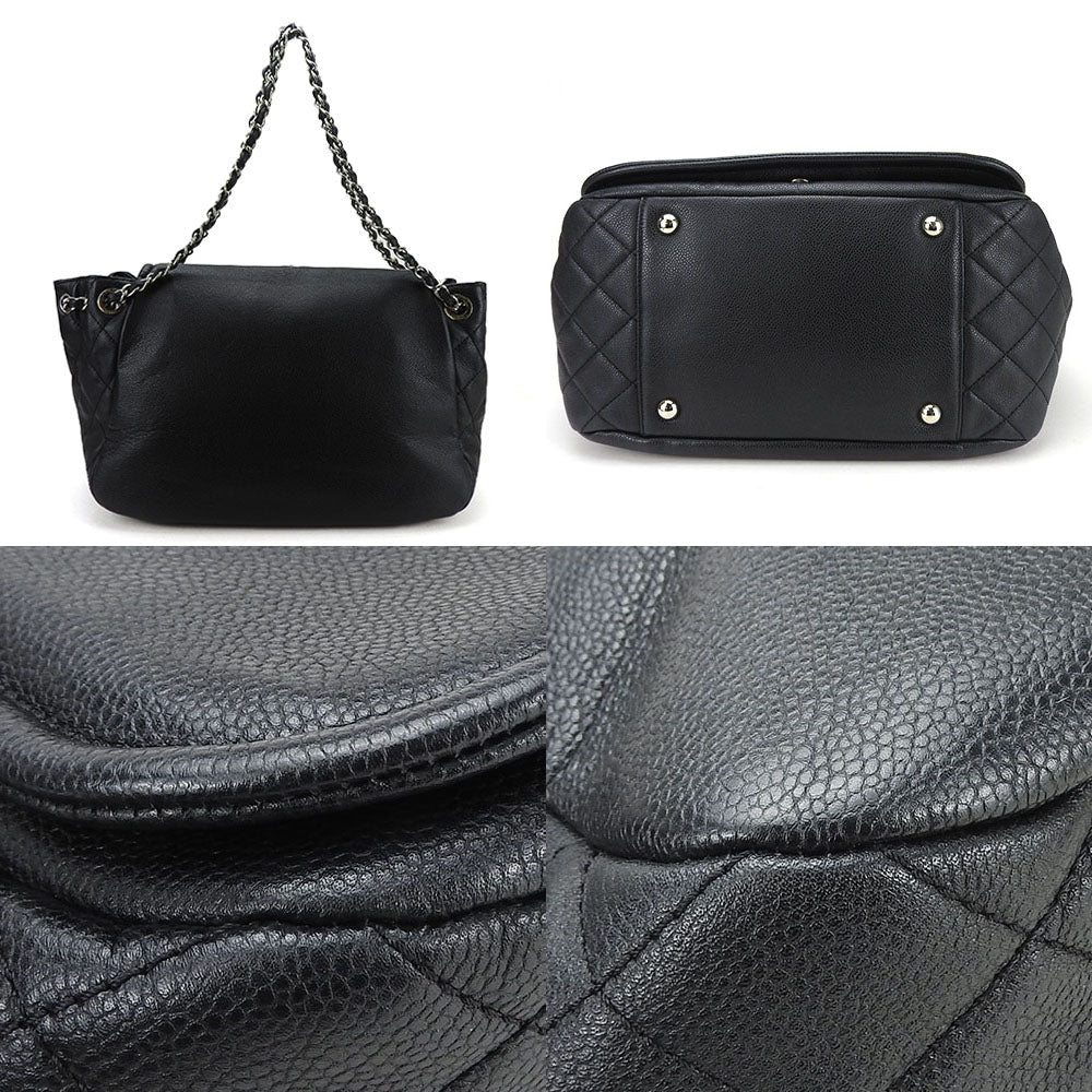 CHANEL Shoulder Bag Caviar skin black ChainShoulder Women Used Authentic