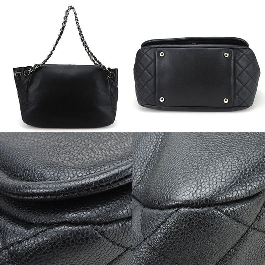 CHANEL Shoulder Bag Caviar skin black ChainShoulder Women Used Authentic