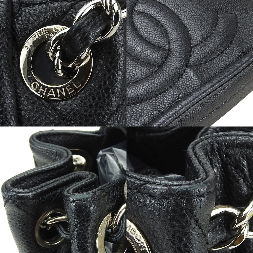 CHANEL Shoulder Bag Caviar skin black ChainShoulder Women Used Authentic