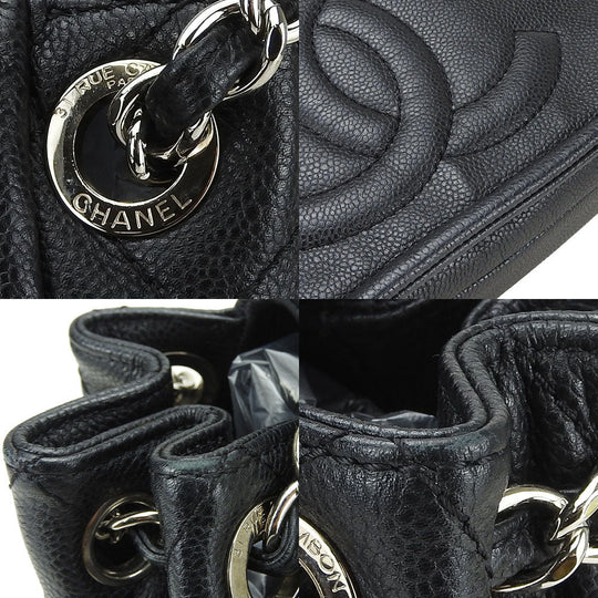 CHANEL Shoulder Bag Caviar skin black ChainShoulder Women Used Authentic