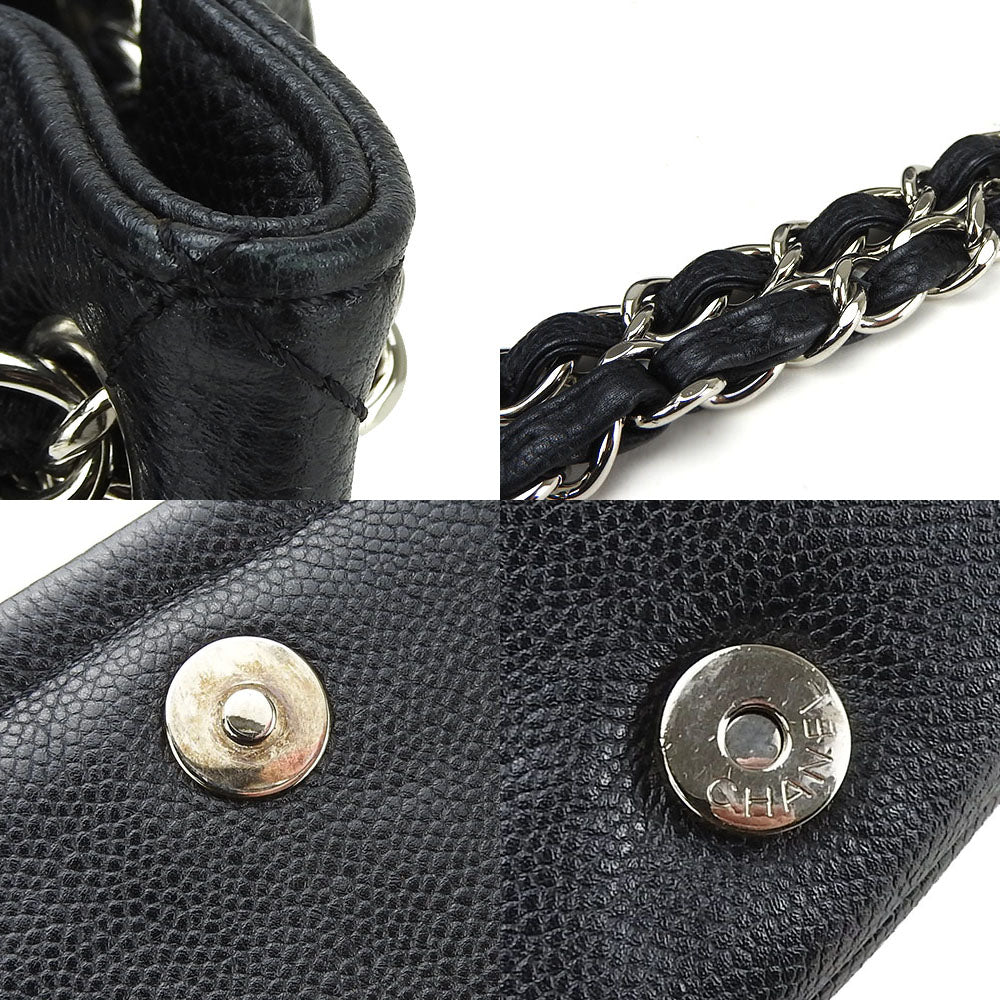 CHANEL Shoulder Bag Caviar skin black ChainShoulder Women Used Authentic