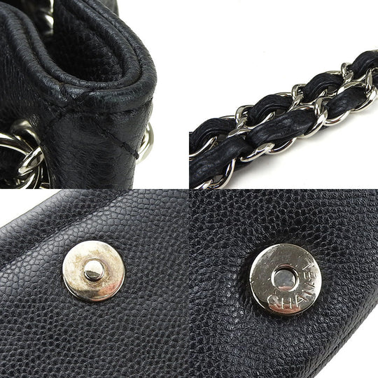 CHANEL Shoulder Bag Caviar skin black ChainShoulder Women Used Authentic