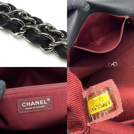 CHANEL Shoulder Bag Caviar skin black ChainShoulder Women Used Authentic