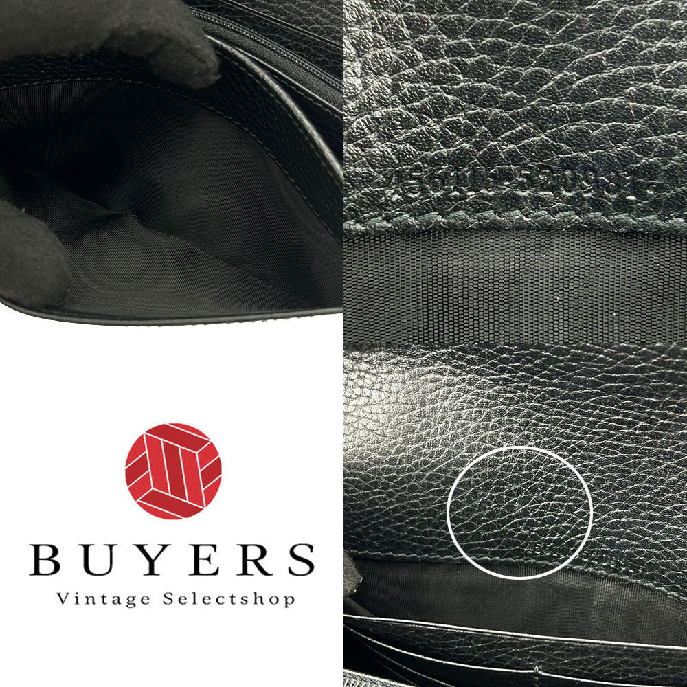 GUCCI Long Wallet Purse 456116 leather black GG Marmont Women Used Authentic