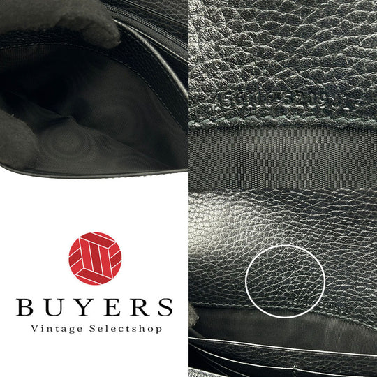 GUCCI Long Wallet Purse 456116 leather black GG Marmont Women Used Authentic