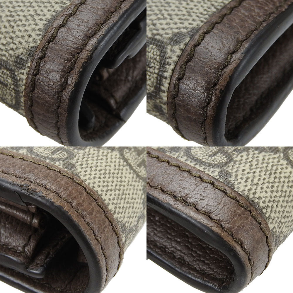 GUCCI Long Wallet Purse 523153 GG Supreme canvas, leather beige Off deer unisex(Unisex) Used Authentic